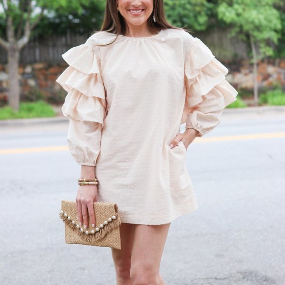 Karlie Dresses & Skirts - Karlie Eloise Swiss Dot Poplin Blush Ruffle Dress